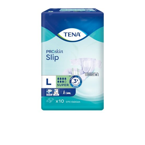 Подгузники дышащие TENA Slip Super L (талия/бедра 96-144 см) 10 шт.