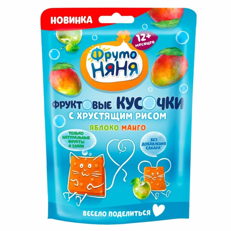 Фруктовые кусочки ФрутоНяня Яблоко/манго с хрустящим рисом 42 г