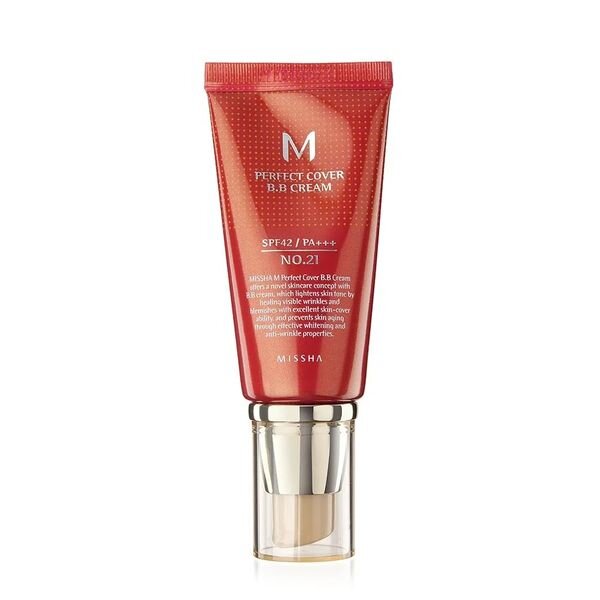 Крем тональный SPF42/PA+++ M Perfect cover Missha 50мл тон 21 Light beige