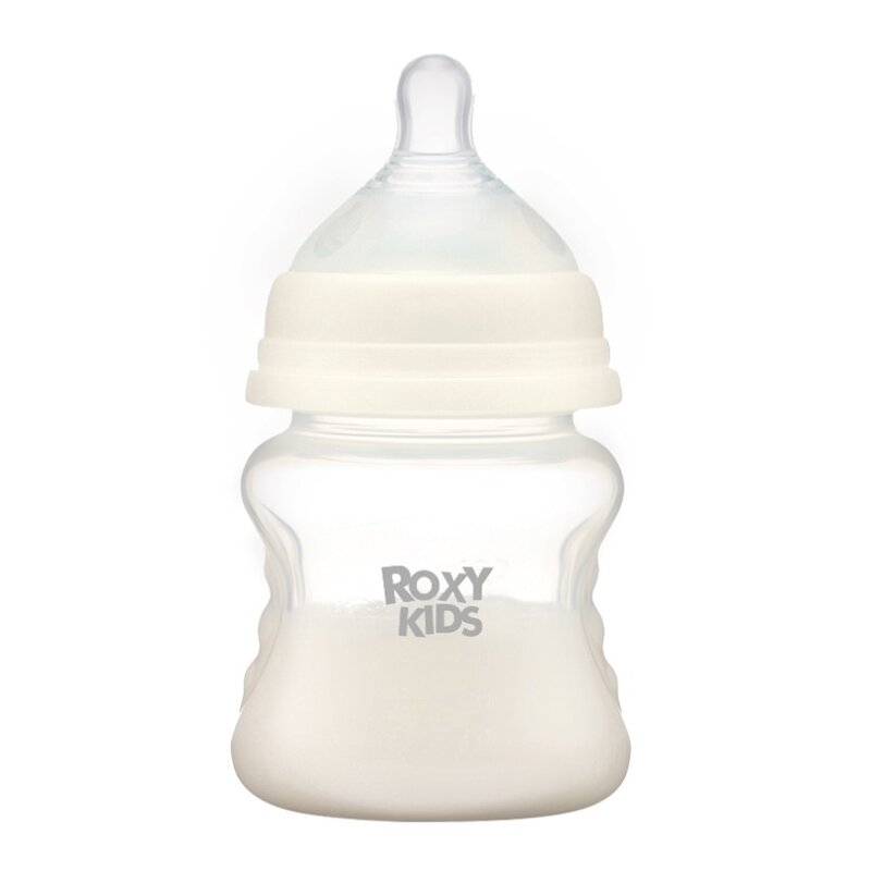 Бутылочка Рокси Кидс (Roxy-Kids) антиколиковая с силиконовой соской медленный поток кокосово-серый 120 мл