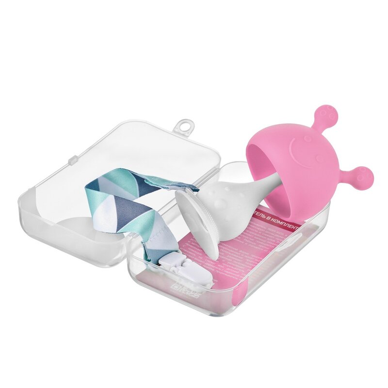 Прорезыватель Рокси Кидс (Roxy-Kids) силиконовый Грибочек с держателем арт. RST-001-B в футляре розовый