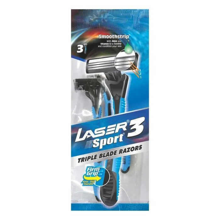 Одноразовые бритвы LASER с тремя лезвиями Лазер Спорт 3 3 шт.