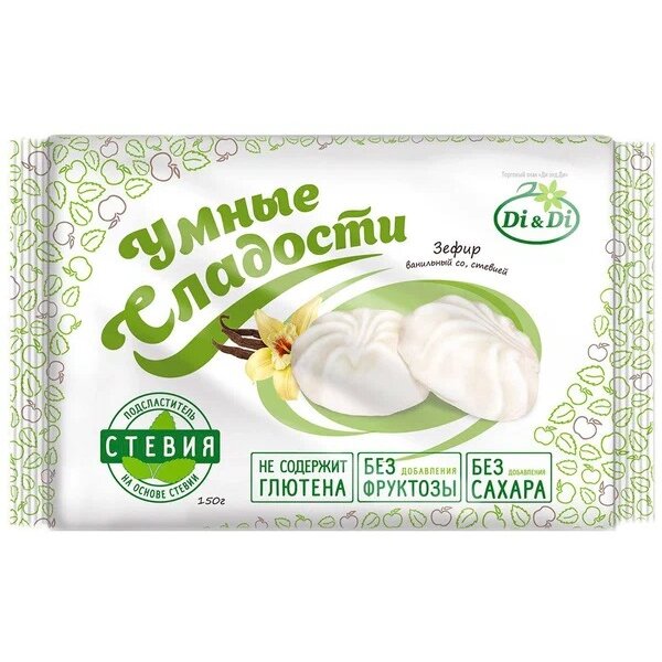 Зефир диетический Умные сладости ванильный со стевией 150 г