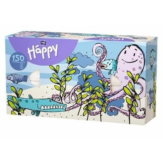 Платочки бумажные Bella Baby Happy 2-слойные Универсальные Микс 150 шт.