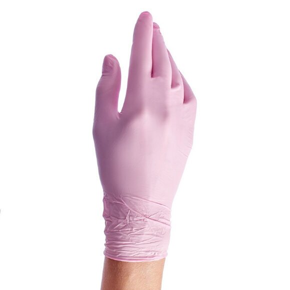 Benovy перчатки смотровые н/стер. нитриловые текстурированные на пальцах перламутрово-розовые размер m пара