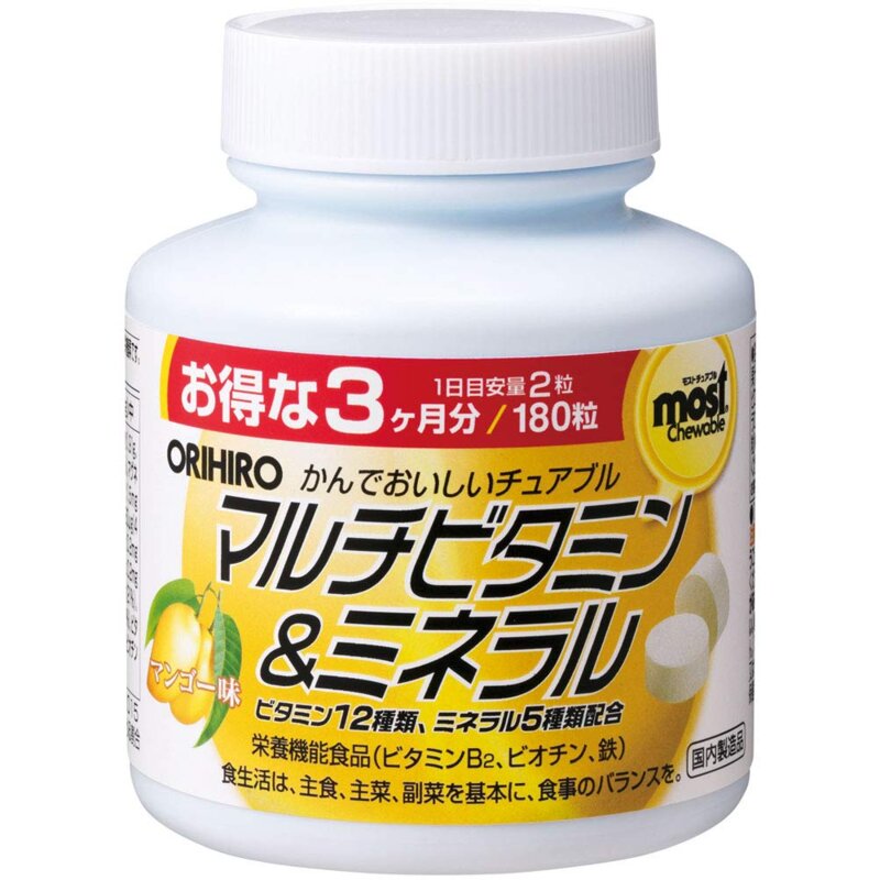 Orihiro Мультивитамины и минералы таблетки жевательные со вкусом Манго 180 шт.