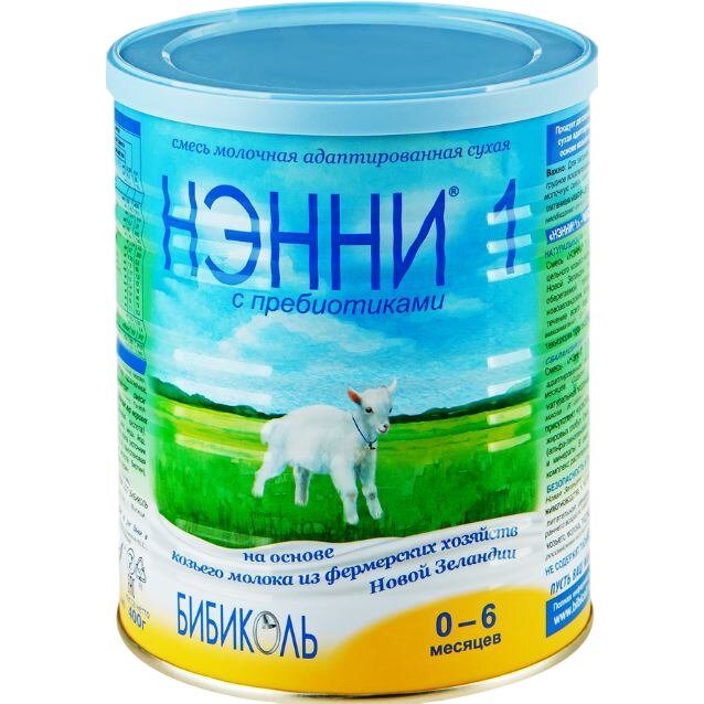 Молочная смесь Нэнни 1 на основе натурального козьего молока с пребиотиками 0-6 мес. 400 г
