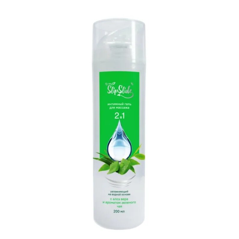 Интимный гель-смазка для массажа 2в1 СлипСлайд (SlipSlide) с алоэ вера и ароматом зеленого чая 200 мл