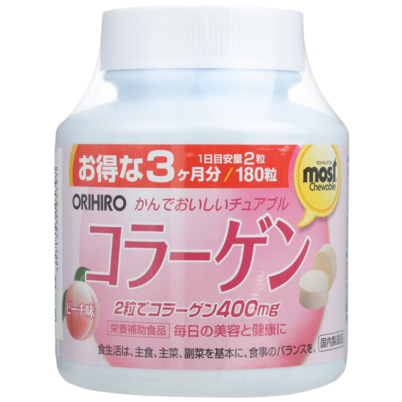 Orihiro Коллаген таблетки жевательные со вкусом персика 180 шт.