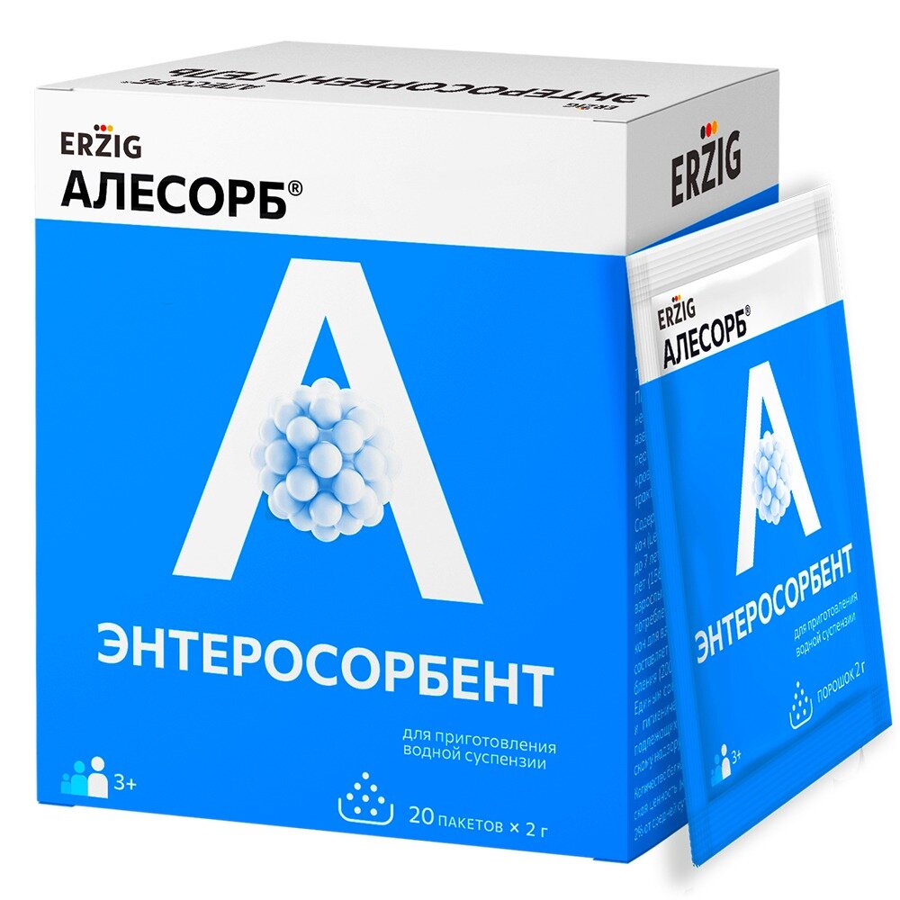 Алесорб Энтеросорбент Erzig гель 2 г 20 шт.