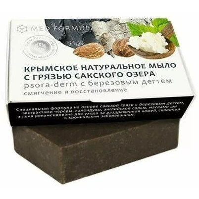 Дом природы мыло крымское натуральное psora-derm с березовым дегтем 100 г