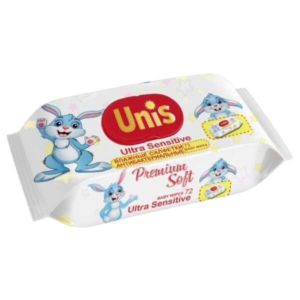 Влажные салфетки детские Unis без запаха 72 шт.