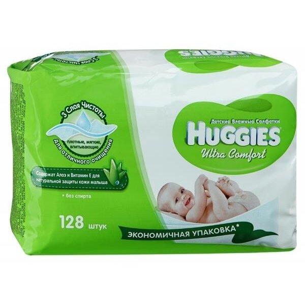 Детские влажные салфетки Хаггис (Huggies) Ultra Comfort Aloe 128 шт.