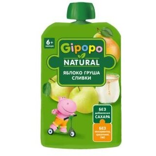 Пюре детское Gipopo (Гиппопо) яблоко груша сливки 90 г