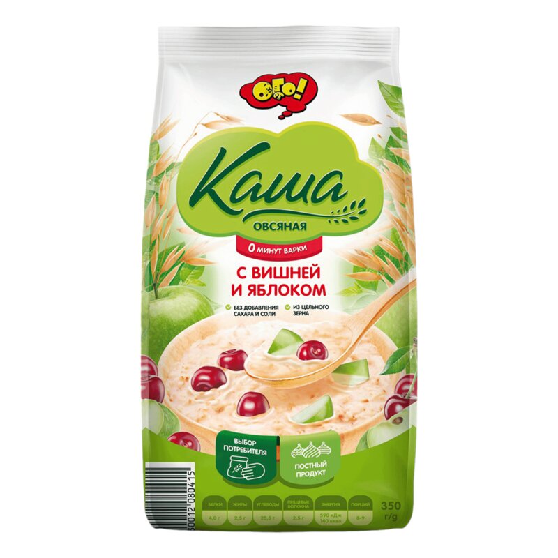 Ого каша овсяная нтв с вишней и яблоком 350 г