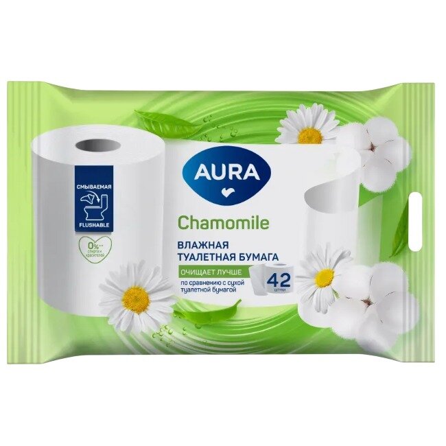 Бумага туалетная Aura влажная 42 шт.