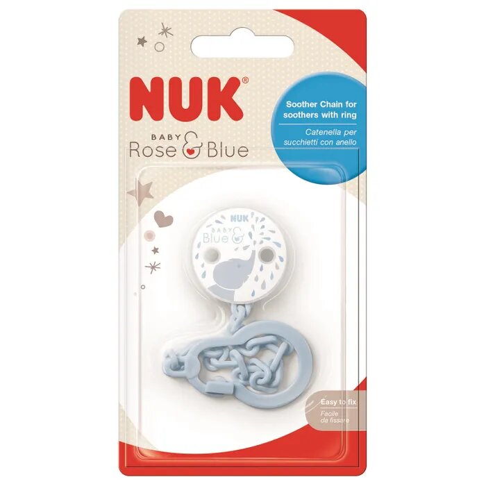 Клипса для пустышки Nuk Baby Blue Слоник с цепочкой