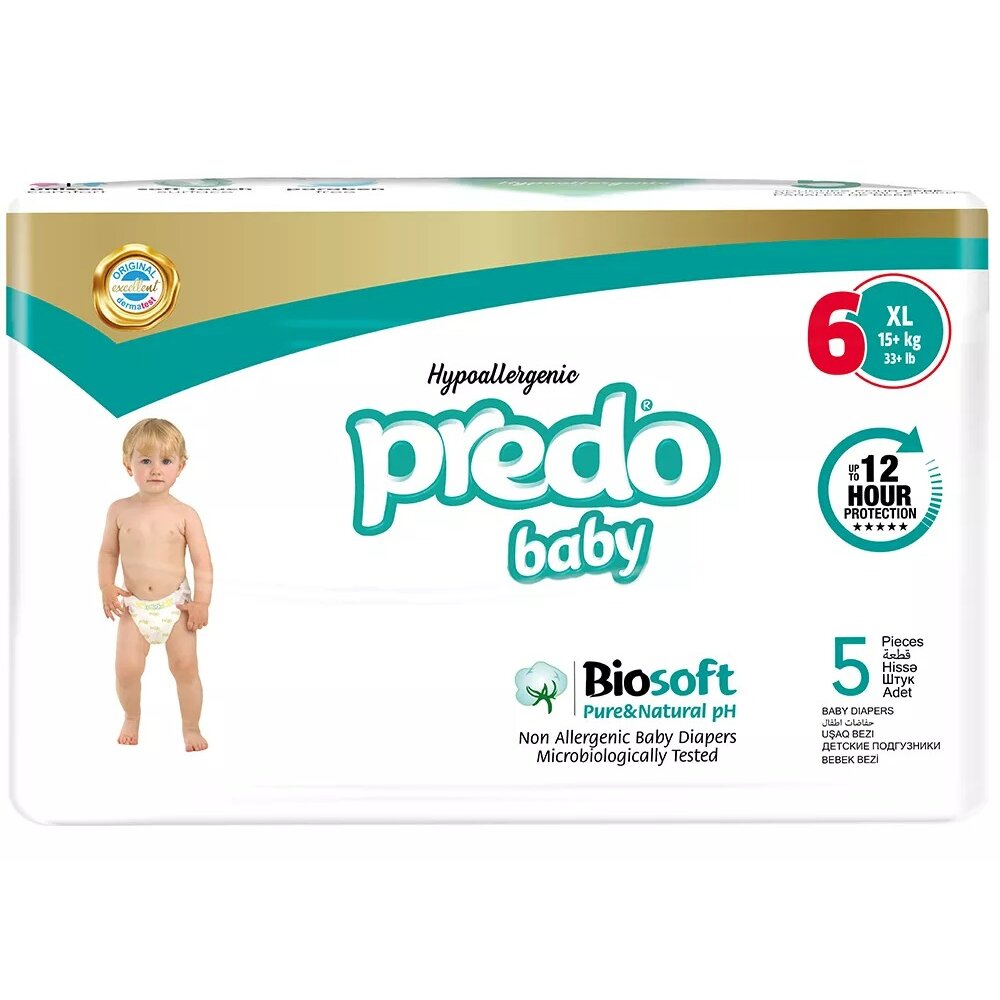 Подгузники для детей Large size Baby Predo/Предо 15+кг р.6 5 шт.