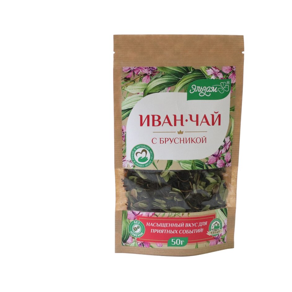 Иван-чай с брусникой листовой Эльзам ферментированный крафт-пакет 50 г