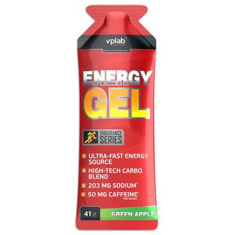 Vplab Energy gel + caffeine Гель энергетический зеленое яблоко 41 г 1 шт.