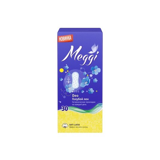 Прокладки ежедневные Meggi Deo soft-layer Голубой лён 30 шт.