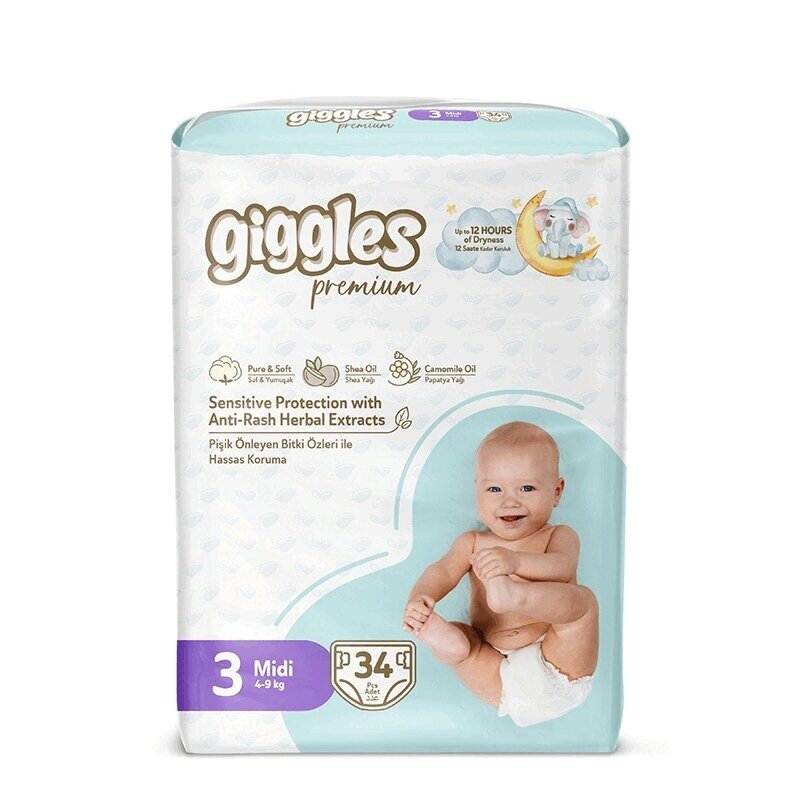Подгузники Giggles Premium Midi 4-9 кг 34 шт.