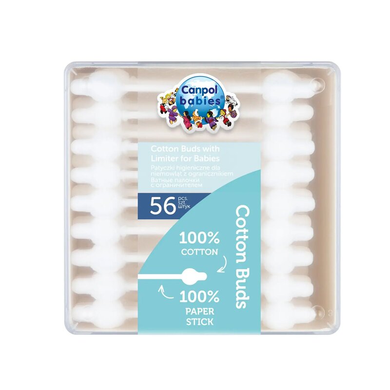 Ватные палочки детские Canpol babies с ограничителем 56 шт.