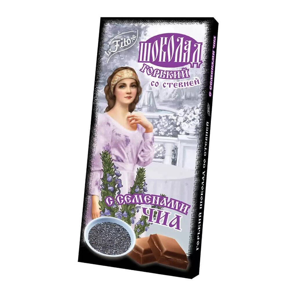 Lafitore шоколад на изомальте горький мальтитоле и стевии с чиа 50 г