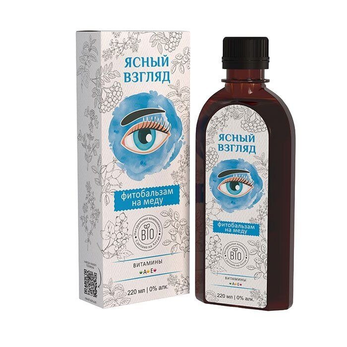 Фитобальзам Алтайский нектар Ясный Взгляд на меду 220 мл