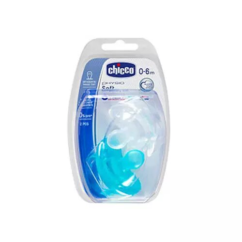 Chicco соска-пустышка Physio Soft силикон 0-6мес прозрачная/зеленая 2 шт.