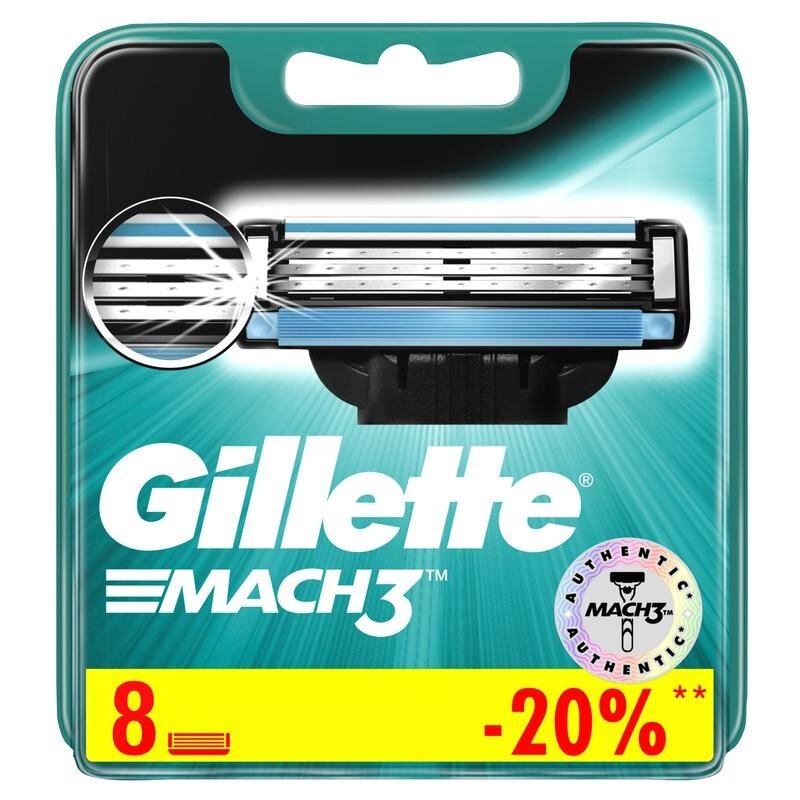 Сменные кассеты Gillette Mach-3 8 шт.