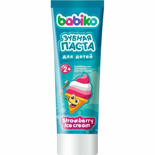 Зубная паста детская Babiko 2+ клубничное мороженое 75 мл