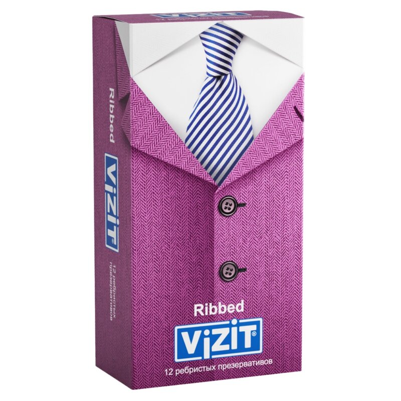 Презервативы Визит (Vizit) Ribbed Ребристые 12 шт.