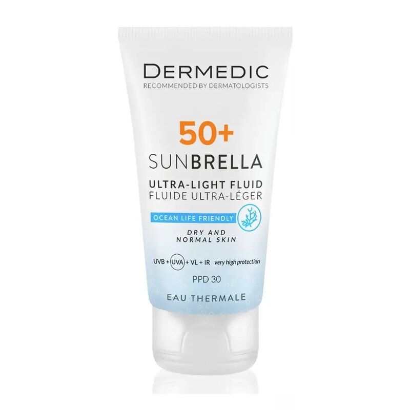 Ультра-легкий флюид Dermedic Sunbrella солнцезащитный SPF 50+ для сухой и нормальной кожи 40 мл