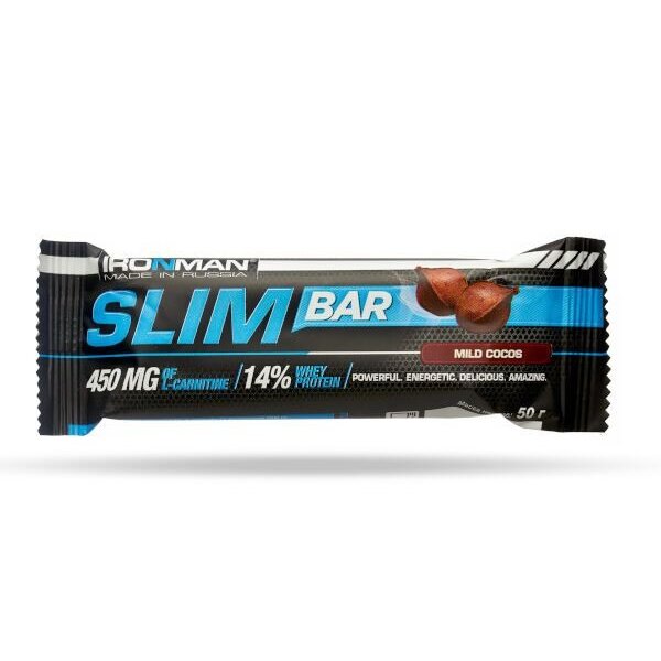 Батончик Ironman slim bar кокос с l-карнитином/темная глазурь 50 г