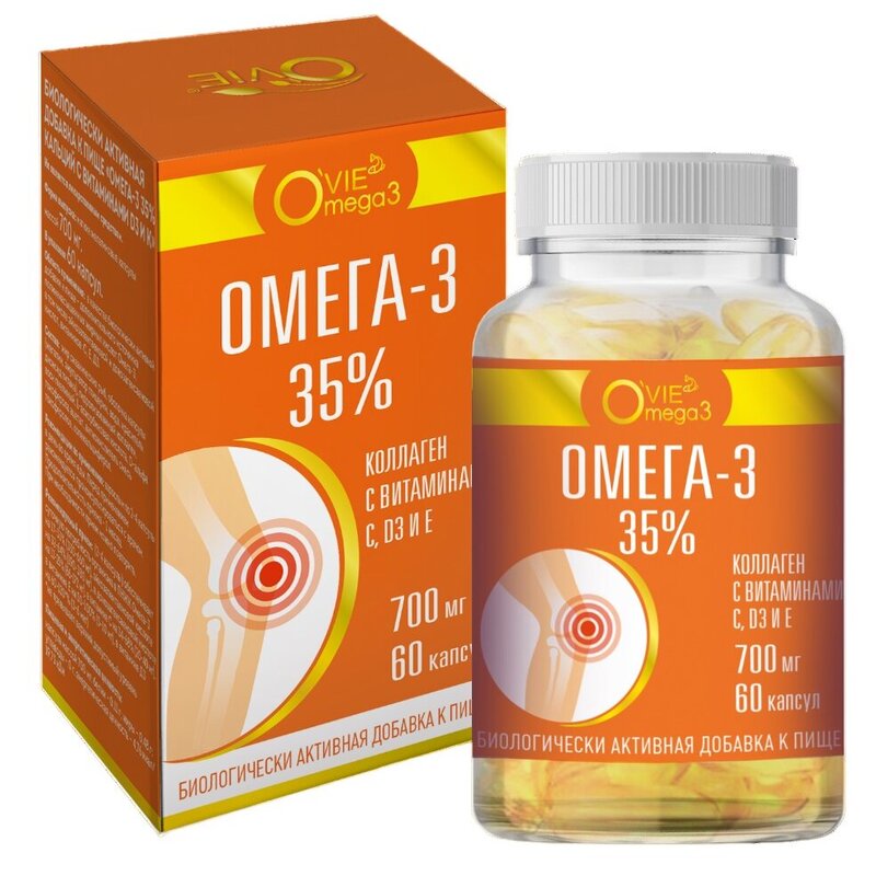 Омега-3 35% OVIE Коллаген с витаминами С, D3 и E капсулы 60 шт.