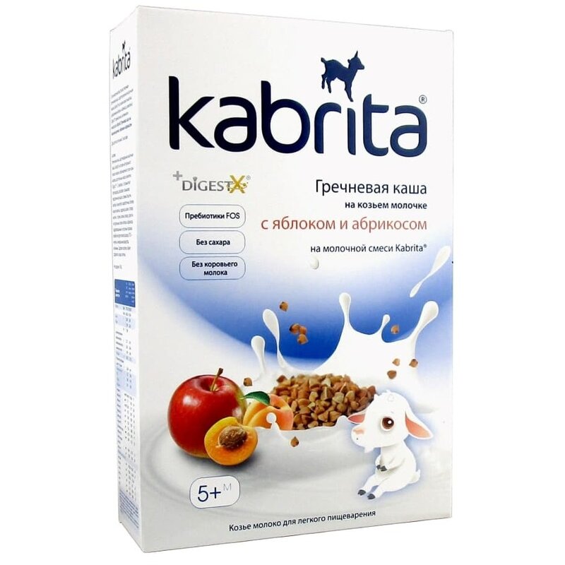 Каша Kabrita 5+ мес. на козьем молоке гречневая с яблоком и абрикосом 180 г