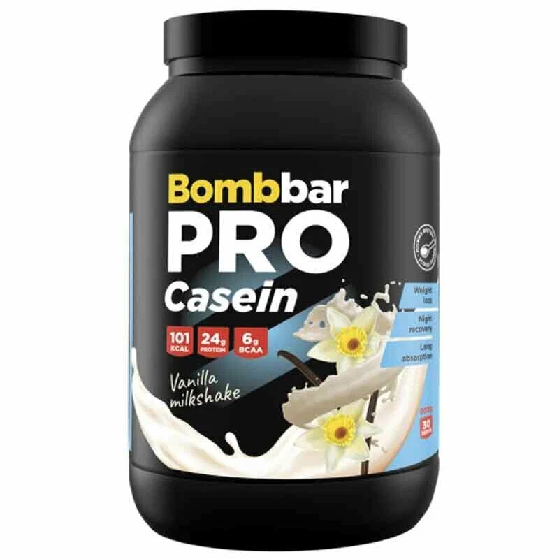 Коктейль казеиновый Бомбар (BombBar) pro casein ванильный милкшейк 900 г