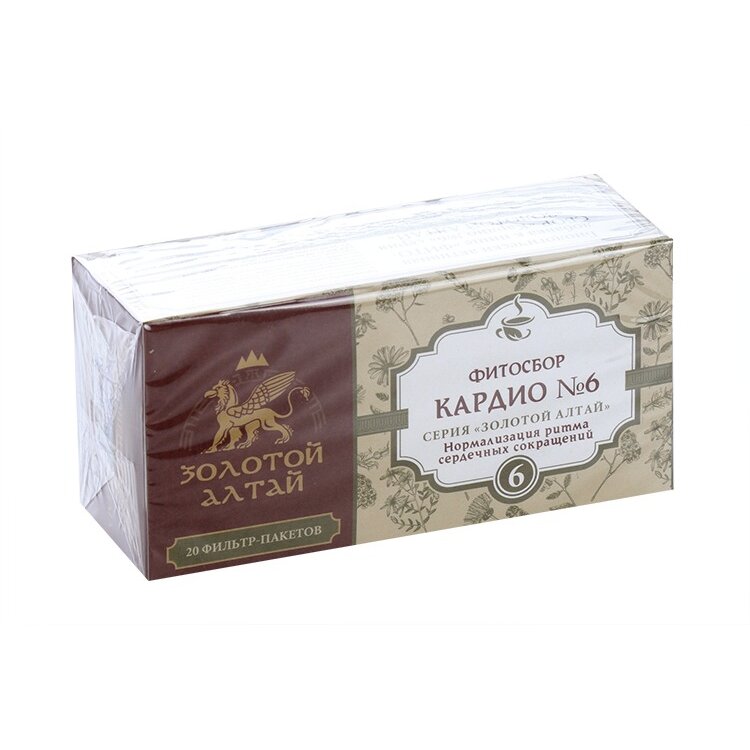 Сердечно-сосудистый сбор №6 Золотой Алтай нормализация ритма сердечных сокращений фильтр-пакеты 1,5 г 20 шт.