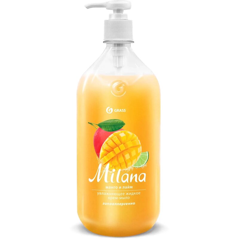 Крем-мыло для рук/тела Grass milana гипоаллергенно увлажняющее манго/лайм 1 л