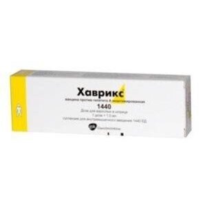 Вакцина Хаврикс суспензия для инъекций 1440 ЕД/доза шприц 1 шт.