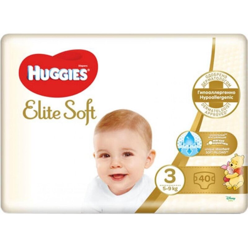 Подгузники Хаггис (Huggies) Elite Soft размер 3 (5-9 кг) 40 шт.