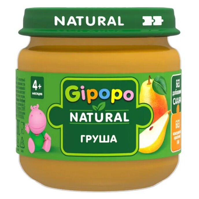 Пюре фруктовое детское Gipopo из груши с 4 мес., 80 г