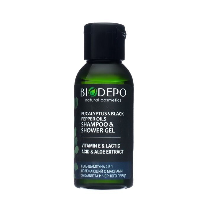 Гель-шампунь для душа Biodepo с эфирными маслами эвкалипта/черного перца 50 мл