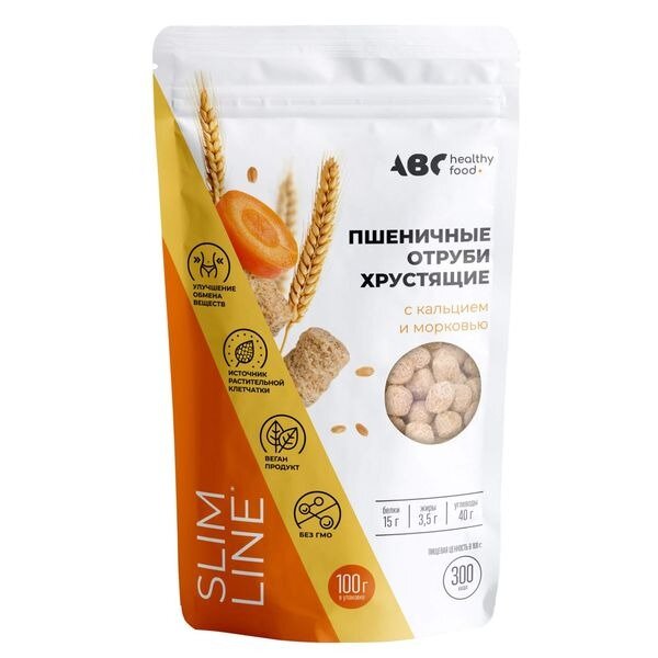Отруби пшеничные хрустящие ABC Healthy Food с кальцием и морковью 100 г