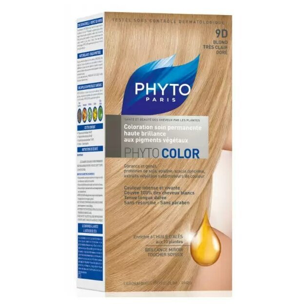 Краска для волос Phyto Color Фитосольба очень светлый золотистый блонд оттенок 9d