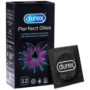 Презервативы из натурального латекса Дюрекс (Durex) Perfect Gliss 12 шт.