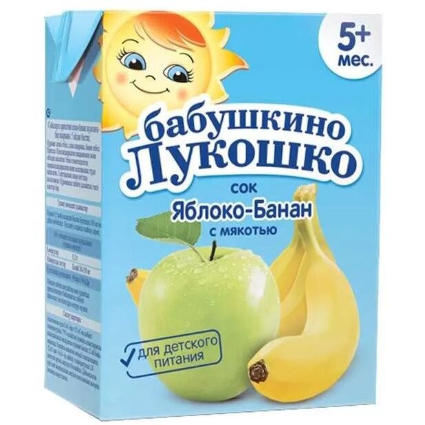 Сок Бабушкино Лукошко яблоко-банан с мякотью с 5 мес. 200 мл