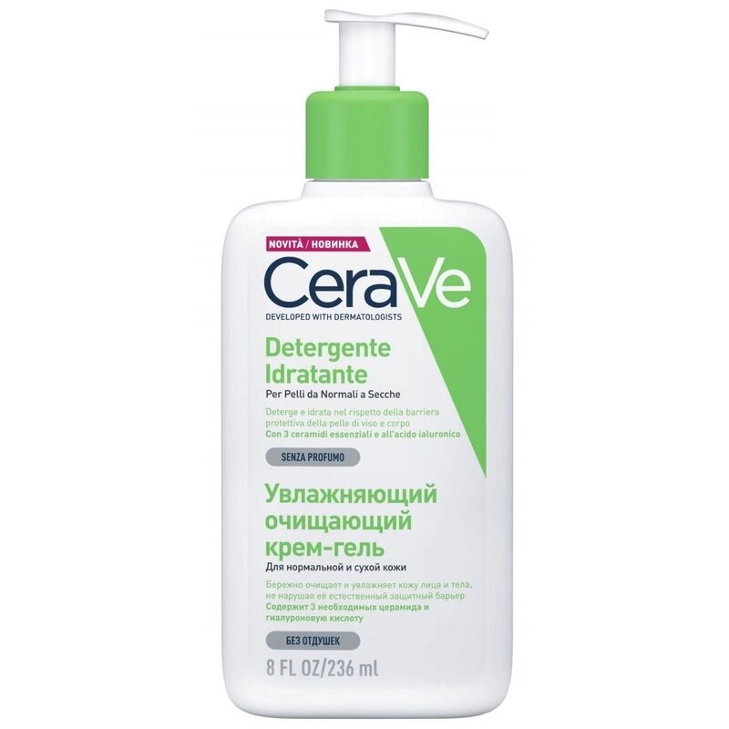 Крем-гель CeraVe увлажняющий очищающий для нормальной и сухой кожи лица и тела 236 мл