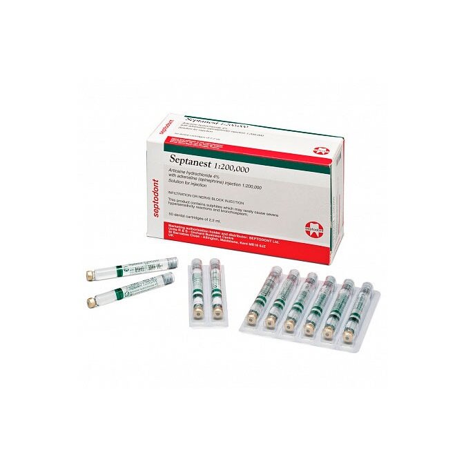 Септанест с адреналином 40+0,005 мг 1,7 мл картридж 50 шт.